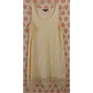 Anne French Elegant‎ Cream Lace Sleeveless Dress Summer Wedding Guest Cocktail L